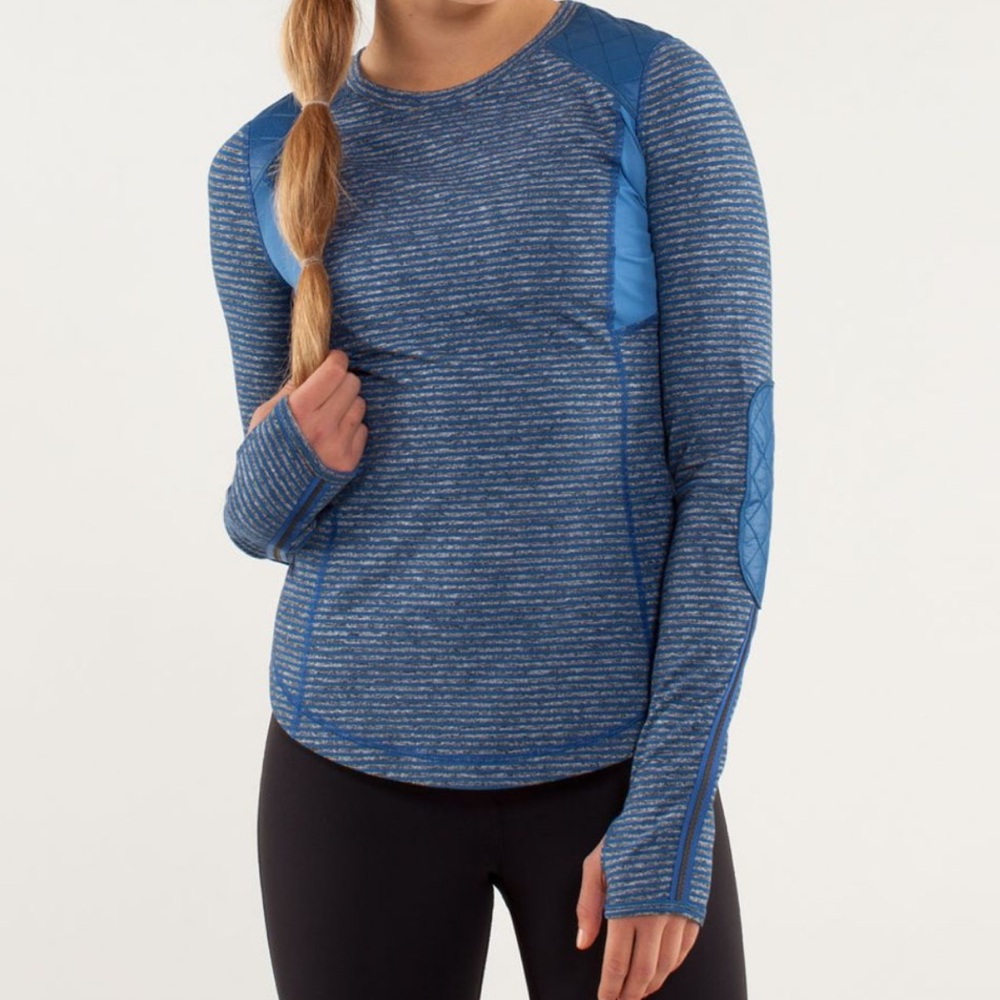 Lululemon blue & gray striped long sleeve‎ shirt, size 6